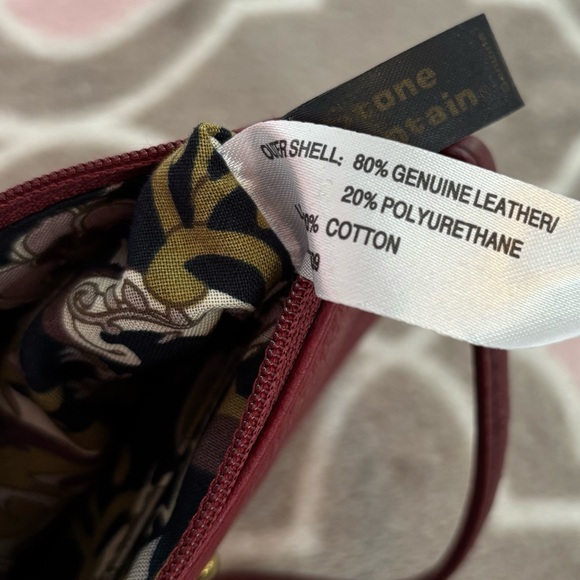 Stone Mountain Red Leather Wristlet Floral Lining Brass Stud Details - Picture 5 of 5